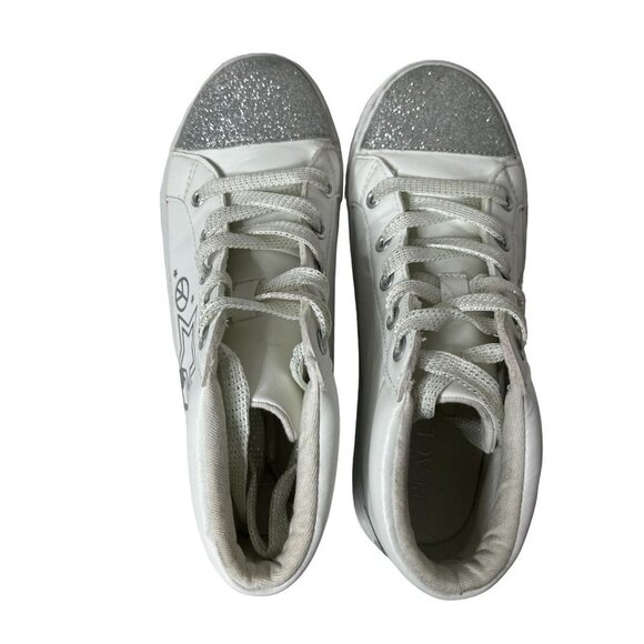 GIRLS Glitter Doodle Hi Top Sneaker Shoes White Girls Size 2 - Picture 5 of 9